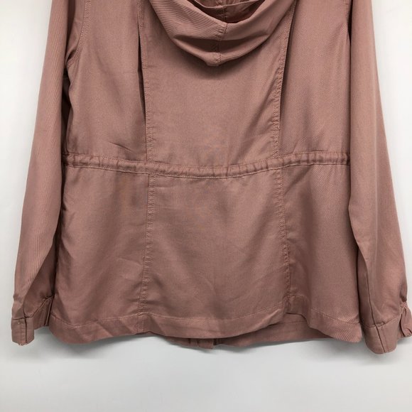 Design Lab Dusty Rose Casual Lightweight Military Safari Anorak Utility Hoodie S - Picture 11 of 16